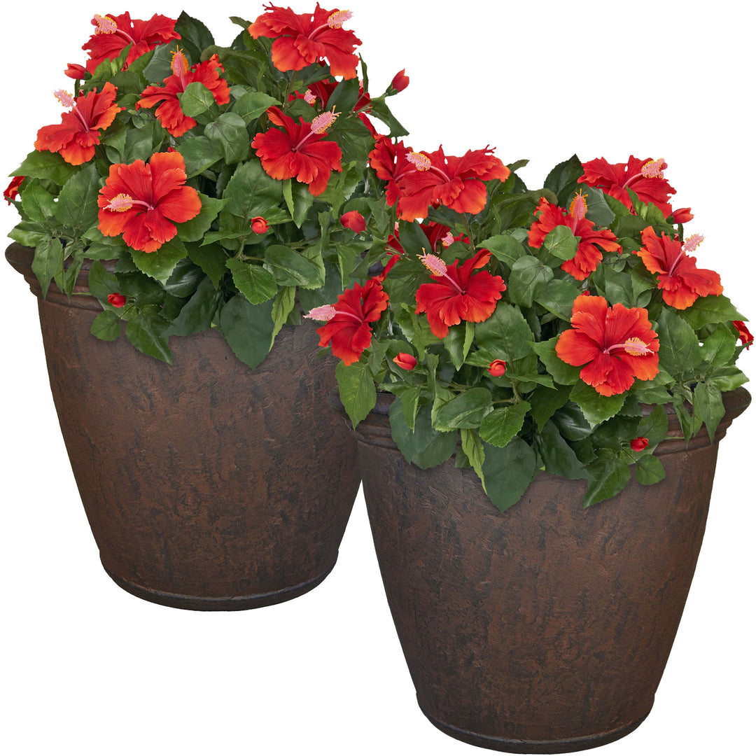 Anjelica Polyresin Large Round Outdoor Planter