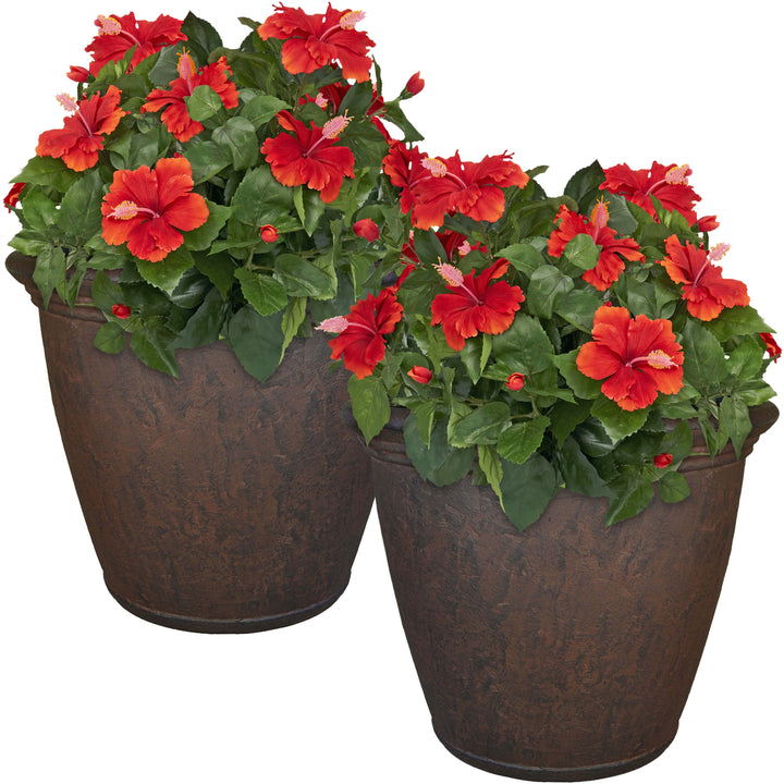 Anjelica Polyresin Large Round Outdoor Planter