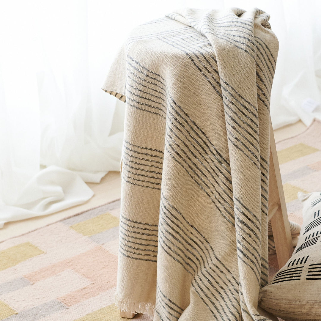 Stripes Pattern Soft Handwoven Merino Throw