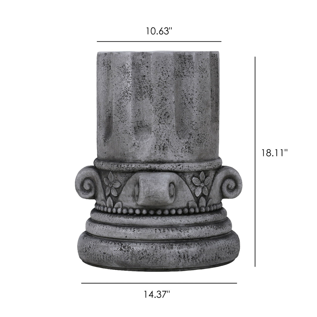 Outdoor End Table, Round Side Table For Patio And Garden - Antique Gray