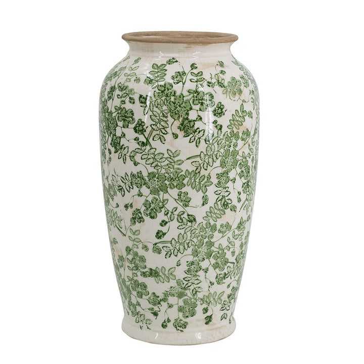 Ceramic Accent Vase With Floral Patterns