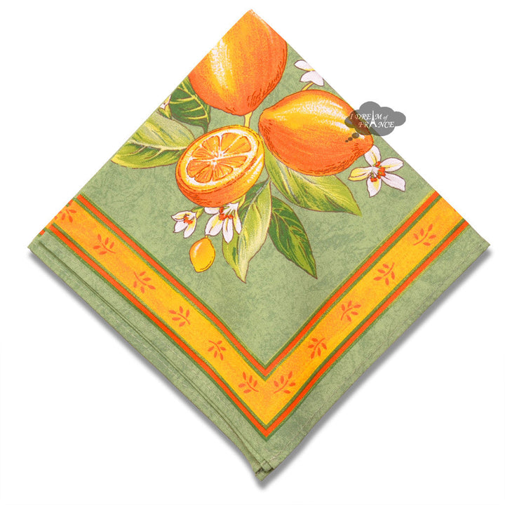 French Provencal napkin - Cotton - Lemons green | Tissus Toselli - MADE IN FRANCE