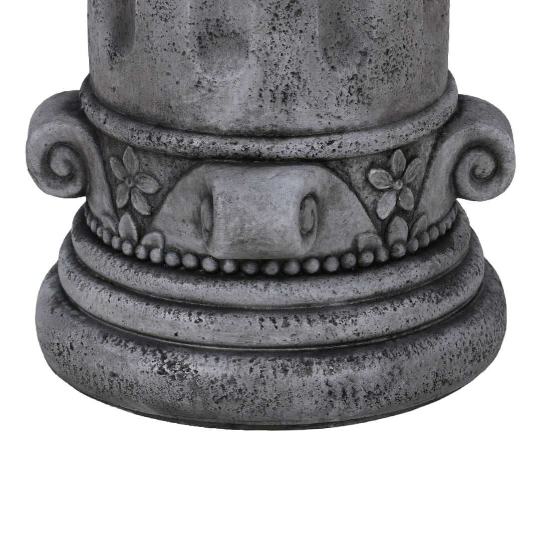 Outdoor End Table, Round Side Table For Patio And Garden - Antique Gray