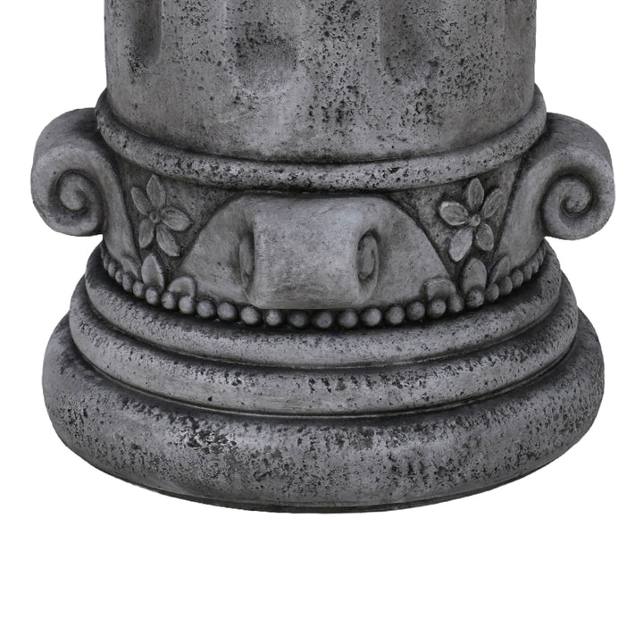 Outdoor End Table, Round Side Table For Patio And Garden - Antique Gray