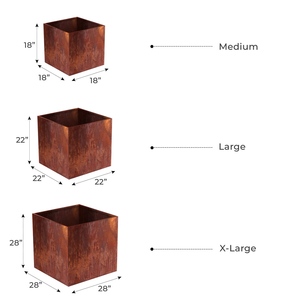 Oversized Corten Steel Cube Planters - FREE SHIPPING!