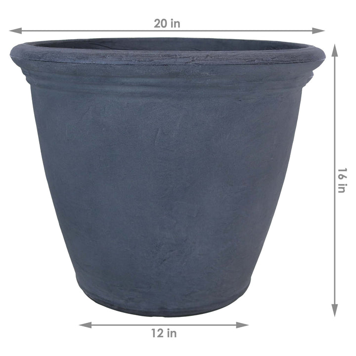 Anjelica Polyresin Large Round Outdoor Planter
