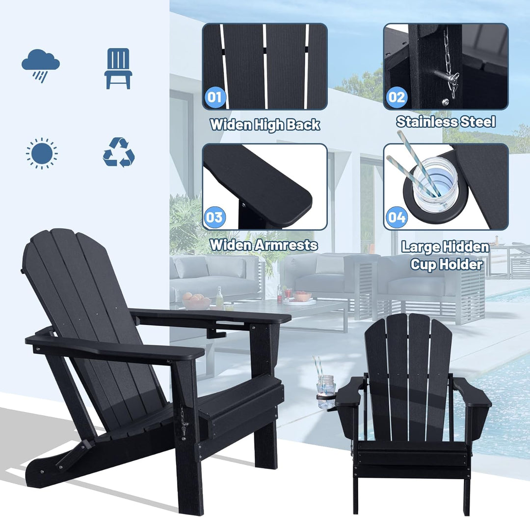 Adirondack Chair, HDPE Adirondack Chair, Folding Adirondack Chairs,Outdoor Chairs with Cup