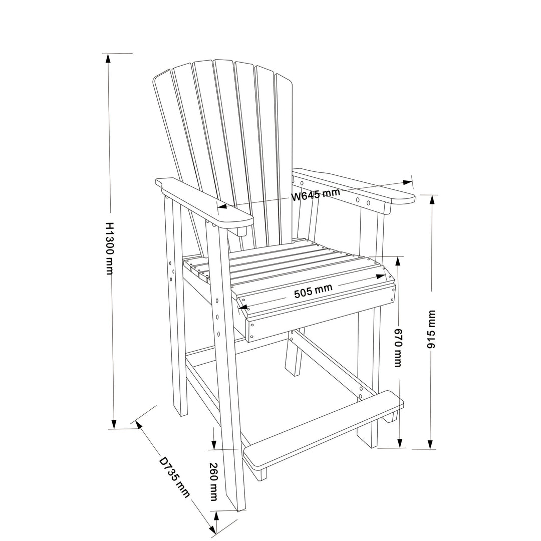 HDPE Bar Chair, Outdoor Tall Adirondack Chairs Set of 2