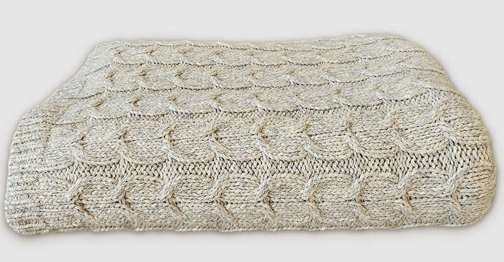 Muru Collection - Pima Cotton &amp; Undyed Baby Alpaca Silver Cable Throw