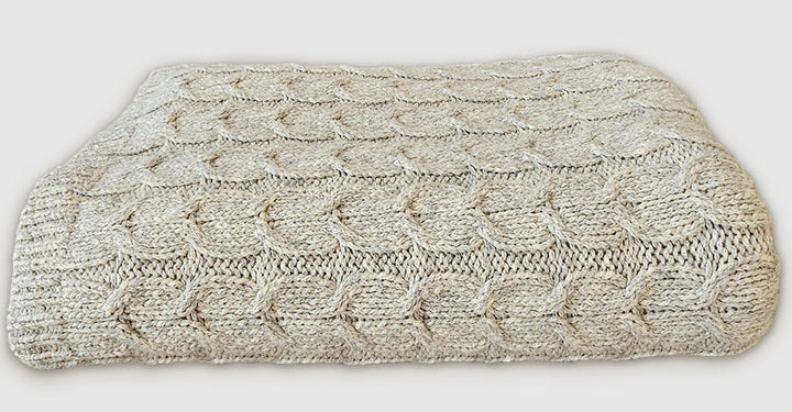 Muru Collection - Pima Cotton &amp; Undyed Baby Alpaca Silver Cable Throw