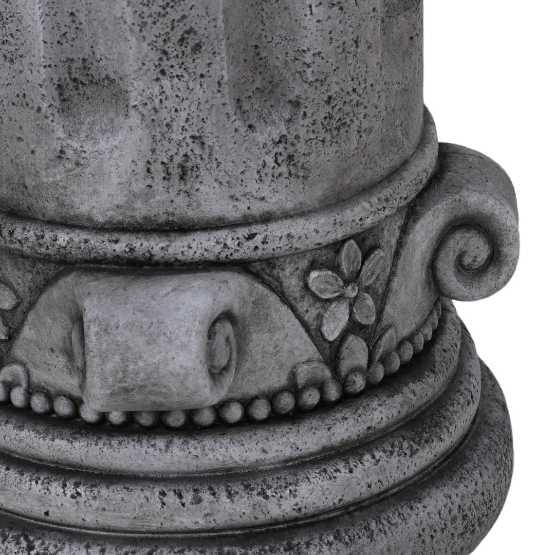 Outdoor End Table, Round Side Table For Patio And Garden - Antique Gray