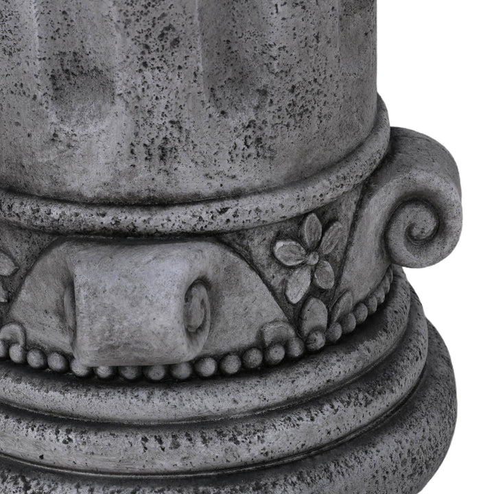 Outdoor End Table, Round Side Table For Patio And Garden - Antique Gray