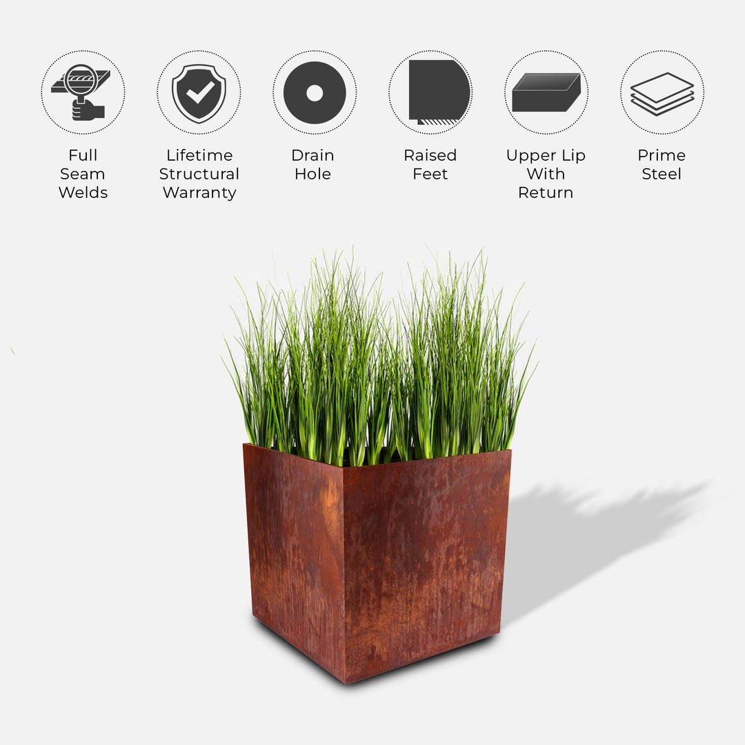 Oversized Corten Steel Cube Planters - FREE SHIPPING!