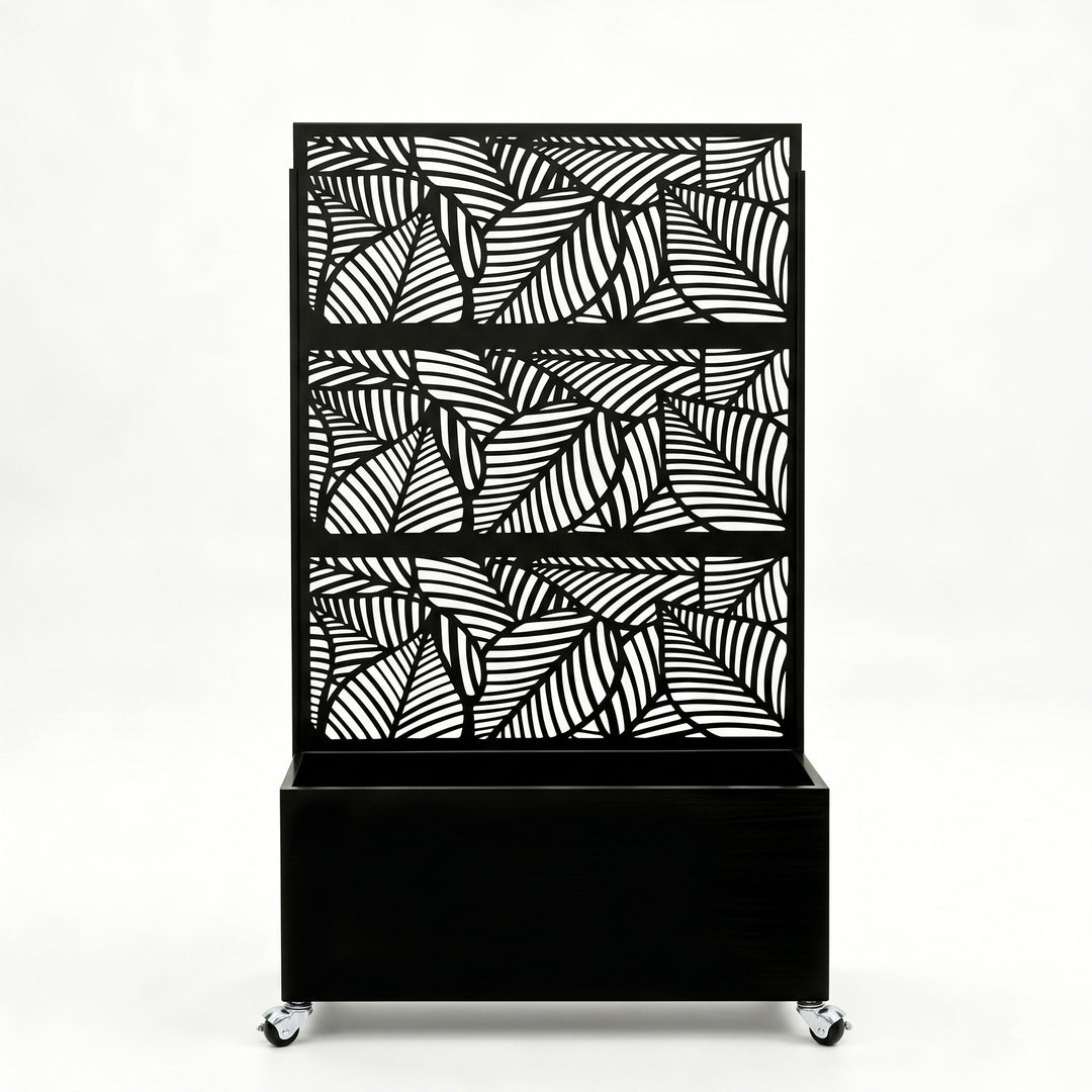 70.87" H × 46.06" W Leaf Pattern Privacy Screen with Planter Box