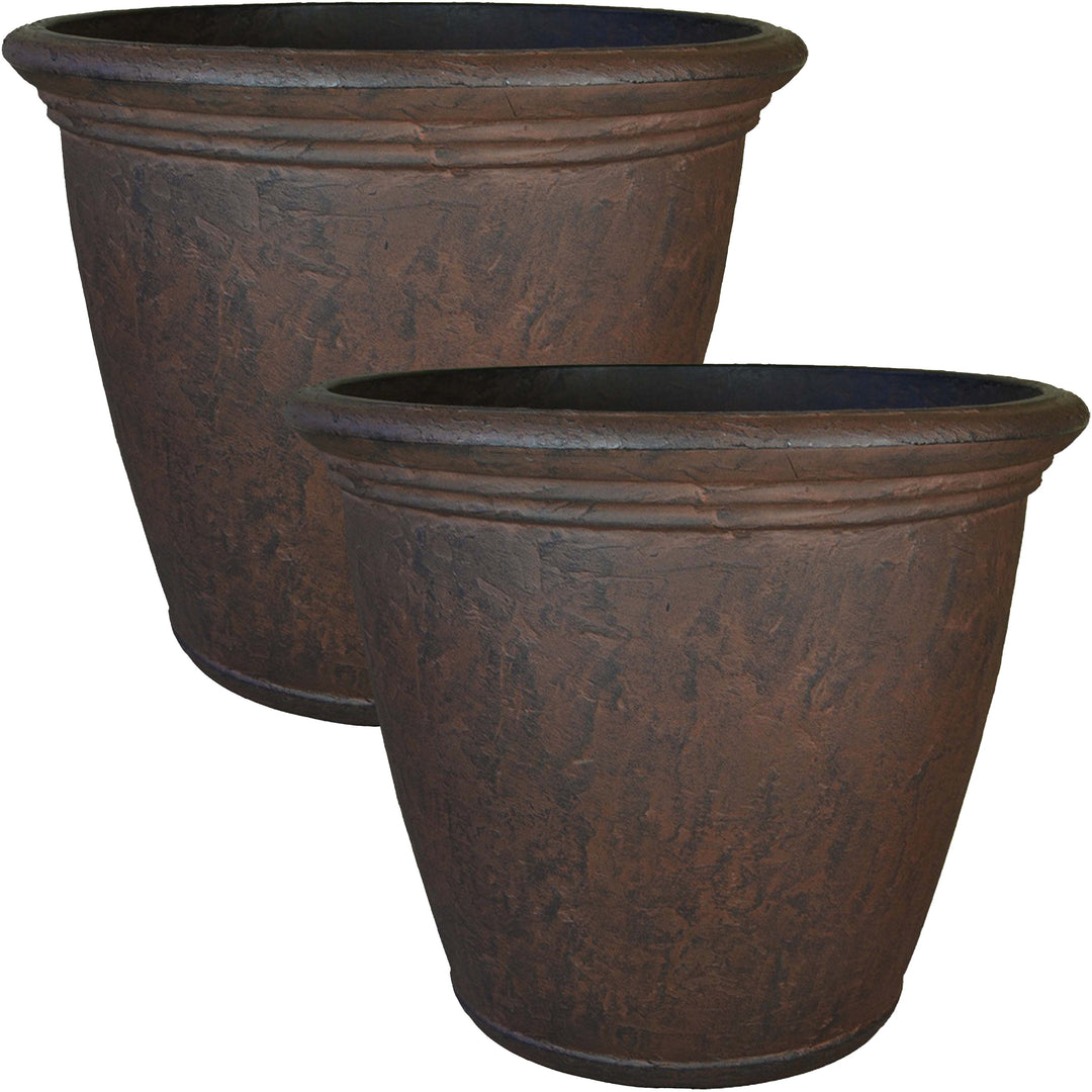 Anjelica Polyresin Large Round Outdoor Planter