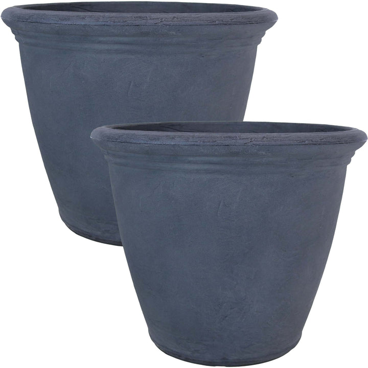 Anjelica Polyresin Large Round Outdoor Planter