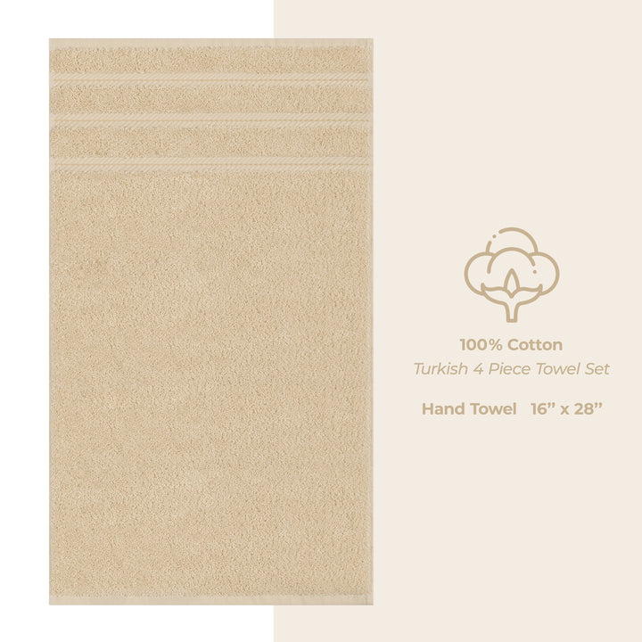 American Soft Linen 100%  Cotton Turkish Towels, 4 Pack Hand Towel Set, Super Soft, Absorbent, Quick Dry Premium Towels