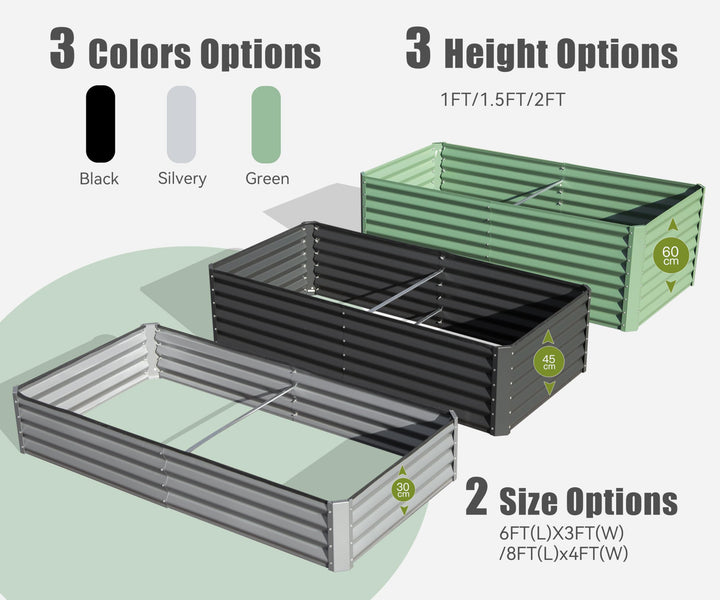 Galvanized Raised Garden Bed - 6 ft x 3 ft. x 1 ft