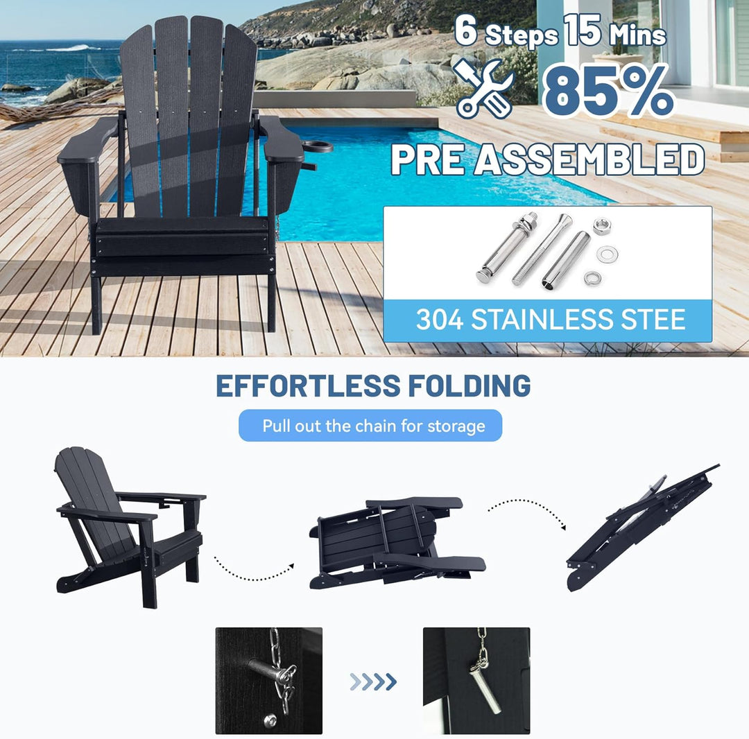 Adirondack Chair, HDPE Adirondack Chair, Folding Adirondack Chairs,Outdoor Chairs with Cup