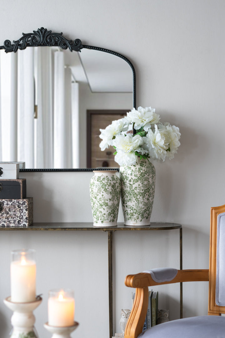 Ceramic Accent Vase With Floral Patterns