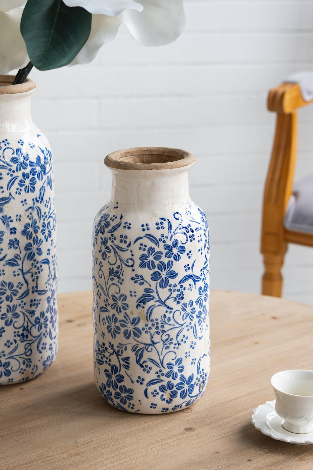 Delftware Inspired Ceramic Vase