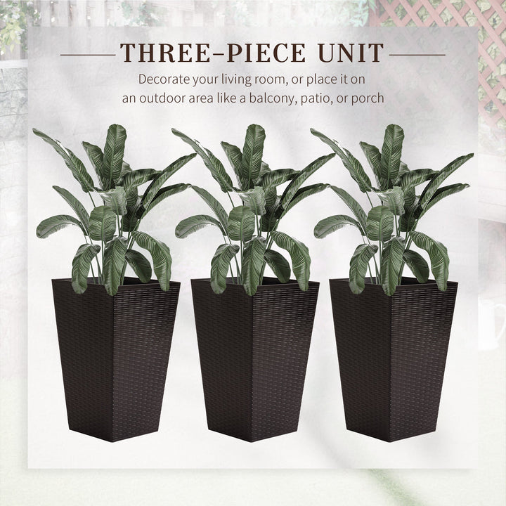 Outsunny Set of 3 Tall Planters with Drainage Hole