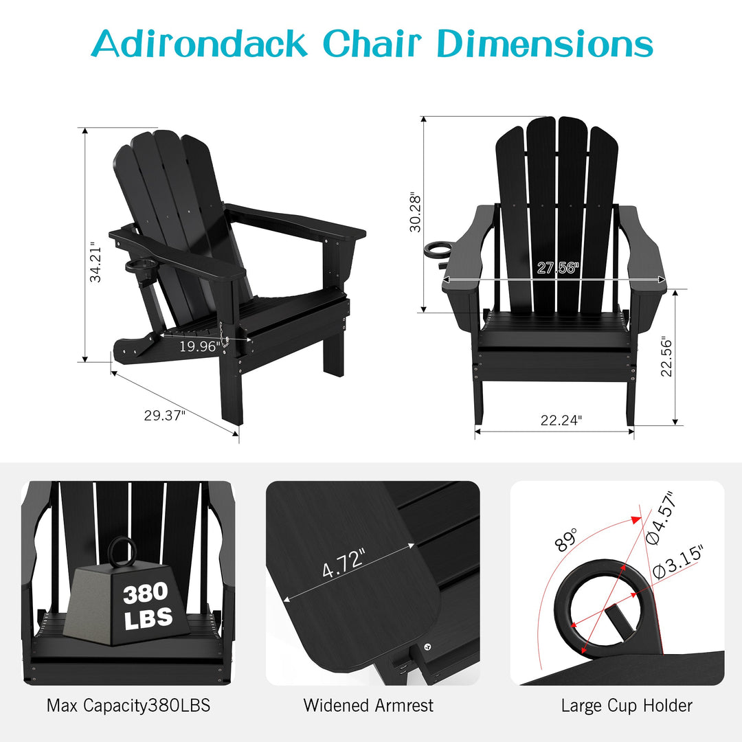 Adirondack Chair, HDPE Adirondack Chair, Folding Adirondack Chairs,Outdoor Chairs with Cup
