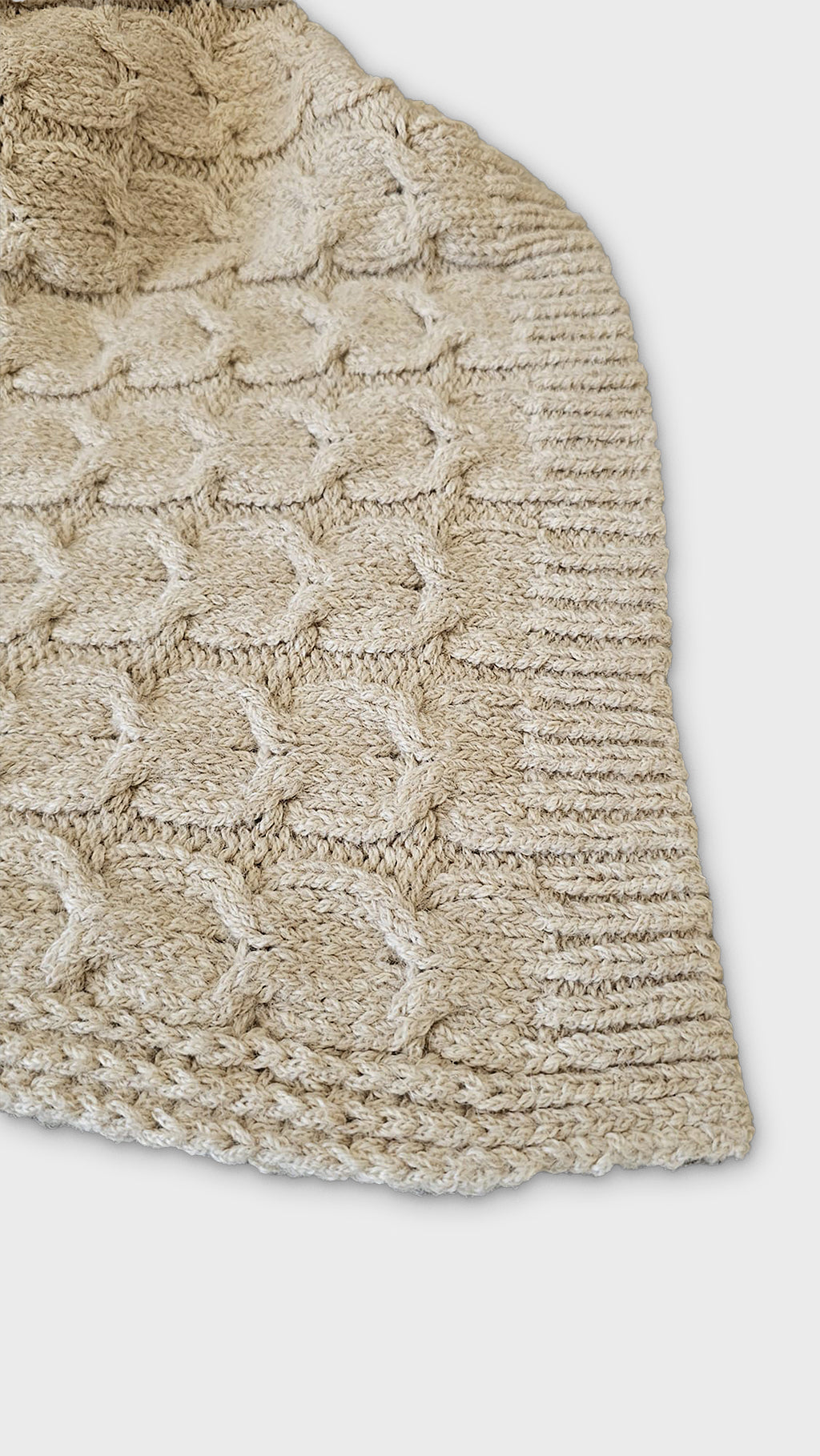 Muru Collection - Pima Cotton &amp; Undyed Baby Alpaca Light Tan Cable Throw