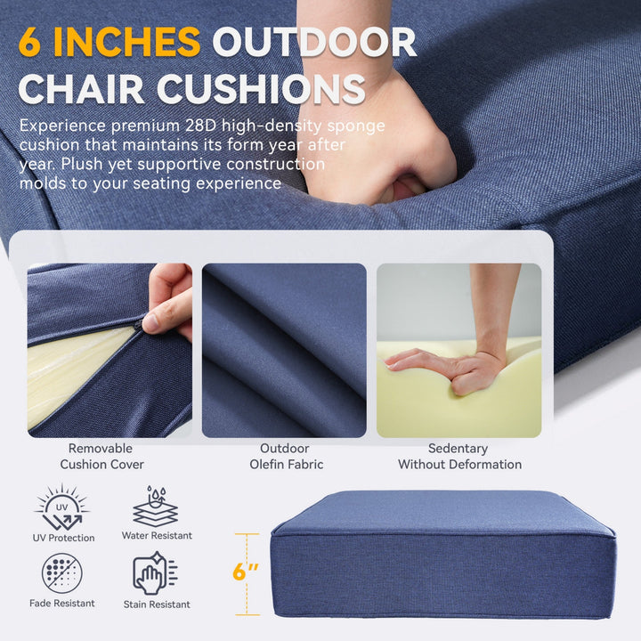6" Thicker Outdoor Chair Cushion Set - 3 Pieces