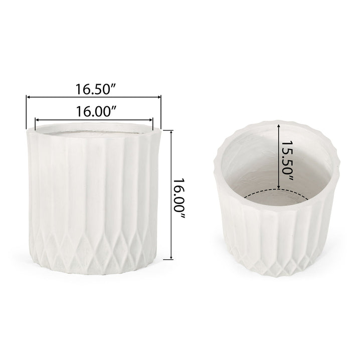 Planter With Subtle Pleated Design - Antique White