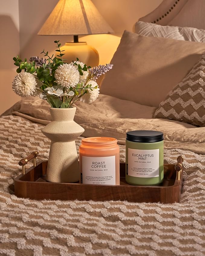 M&amp;SENSE Coffee Candles Scented Strong, 2 Wick Jar Candle 19.4oz, 110 Hours Burning Time, Organic Natural Soy Wax Candle for Bedroom Kitchen Home Decor, Housewarming Gift for Men and Women