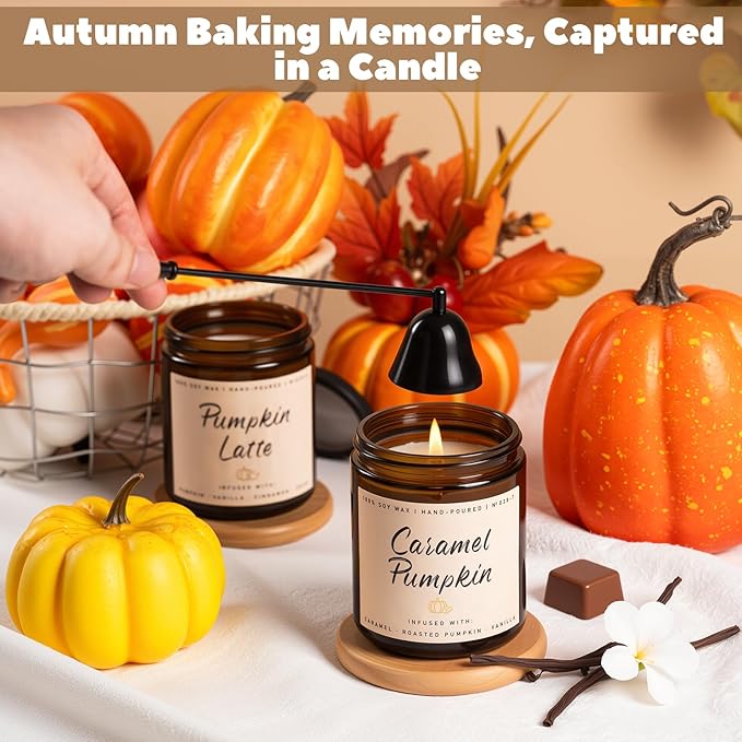 Auelife Fall Candles, Pumpkin Latte Scented Candle – Fall Soy Candle for Home | Autumn Aromatherapy Candles| Pumpkin Scented for Autumn Home Décor &amp; Cozy Gift for Women