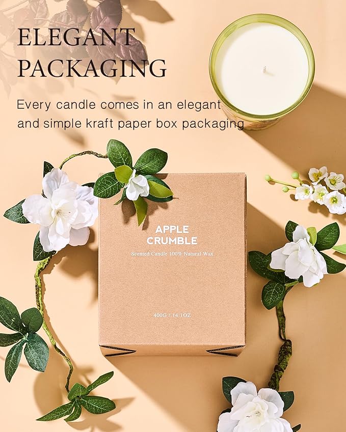 M&amp;SENSE Sunset Mandarin Scented Natural Soy Wax Candle, 14.1oz 60 Hours Long Lasting Slow Burning Candles for Home Decor, Aromatherapy Candle for Stress Relief