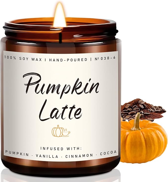 Auelife Fall Candles, Pumpkin Latte Scented Candle – Fall Soy Candle for Home | Autumn Aromatherapy Candles| Pumpkin Scented for Autumn Home Décor &amp; Cozy Gift for Women
