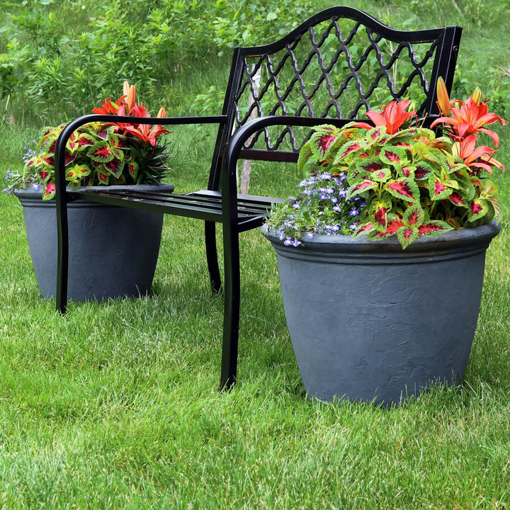 Anjelica Polyresin Large Round Outdoor Planter