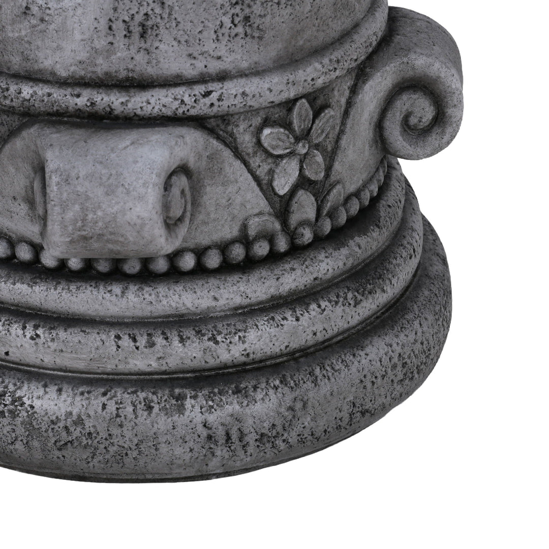 Outdoor End Table, Round Side Table For Patio And Garden - Antique Gray