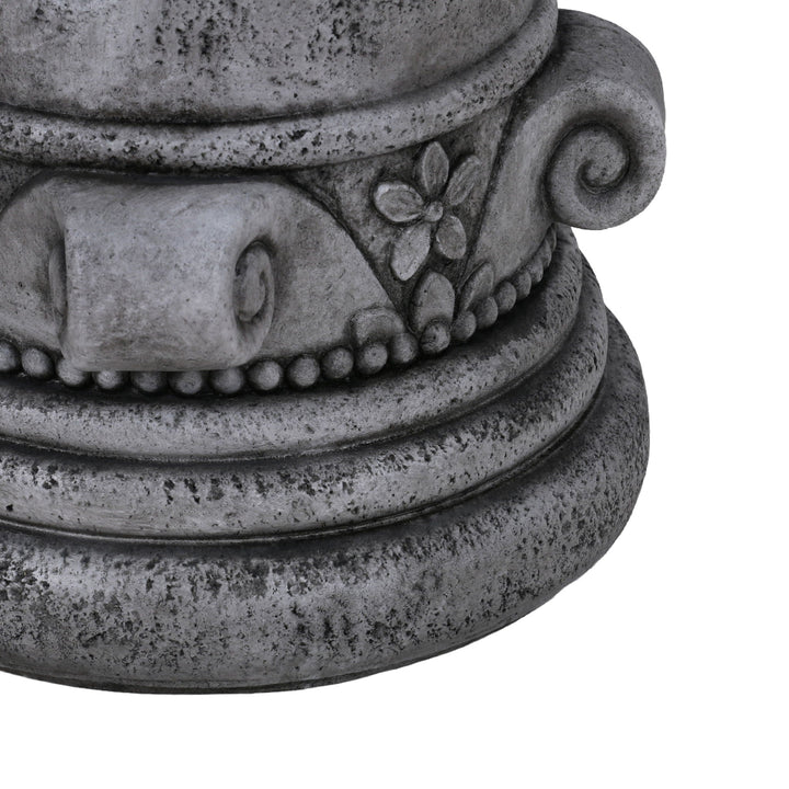 Outdoor End Table, Round Side Table For Patio And Garden - Antique Gray