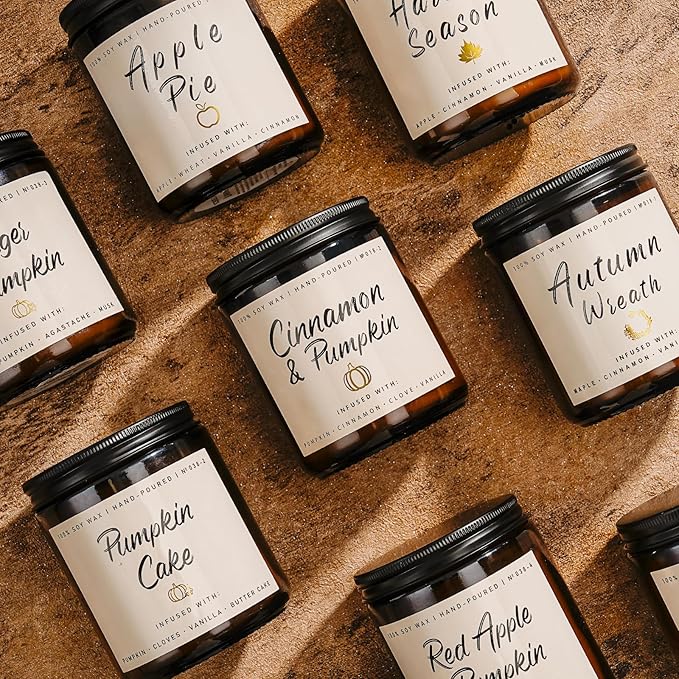 Auelife Fall Candle, Autumn Wreath Scented Soy Candles for Home, Aromatherapy Candle Gift Set for Women &amp; Men, Cozy Fall Décor, 7oz – Perfect for Autumn Relaxation and Home Ambiance