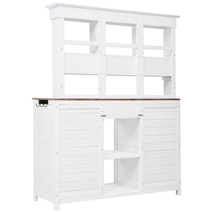 TOPMAX 65.7" Tall Garden Potting Bench Table with Hutch