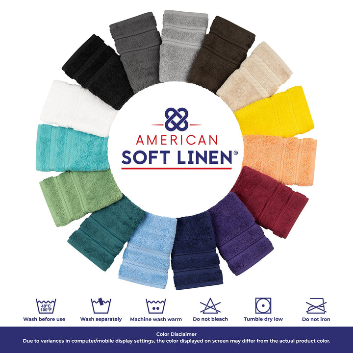 American Soft Linen 100%  Cotton Turkish Towels, 4 Pack Hand Towel Set, Super Soft, Absorbent, Quick Dry Premium Towels