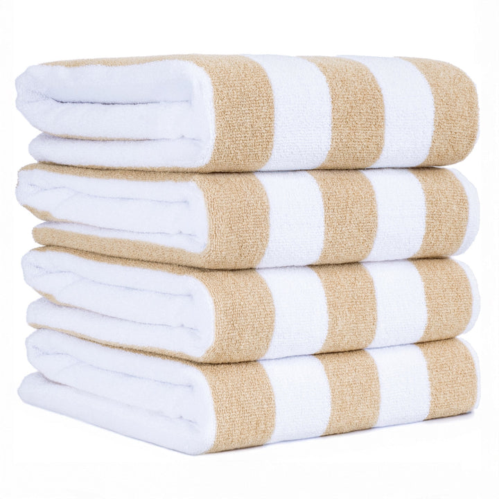 American Soft Linen, Premium Cotton 4 Pack Beach Towels, 30" x 60" Cabana Striped Pool Towels