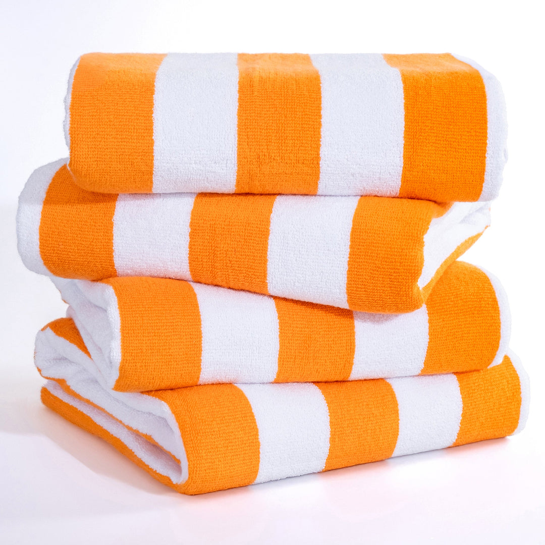 American Soft Linen, Premium Cotton 4 Pack Beach Towels, 30" x 60" Cabana Striped Pool Towels
