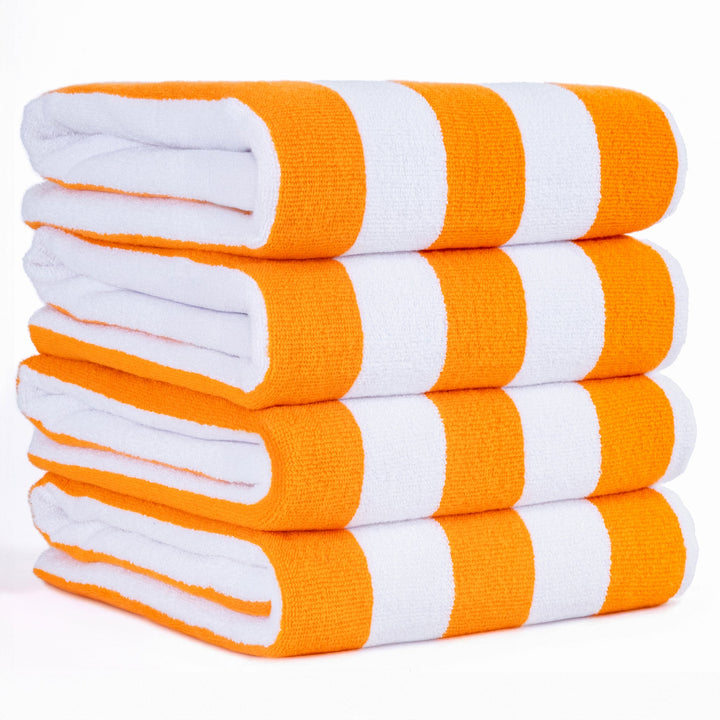 American Soft Linen, Premium Cotton 4 Pack Beach Towels, 30" x 60" Cabana Striped Pool Towels