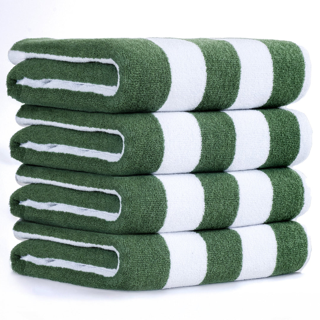 American Soft Linen, Premium Cotton 4 Pack Beach Towels, 30" x 60" Cabana Striped Pool Towels