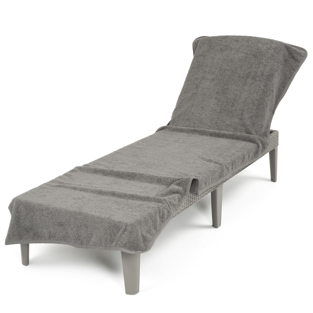 American Soft Linen Chaise Lounge Covers with Pocket, Premium Cotton, 86x32 Inches