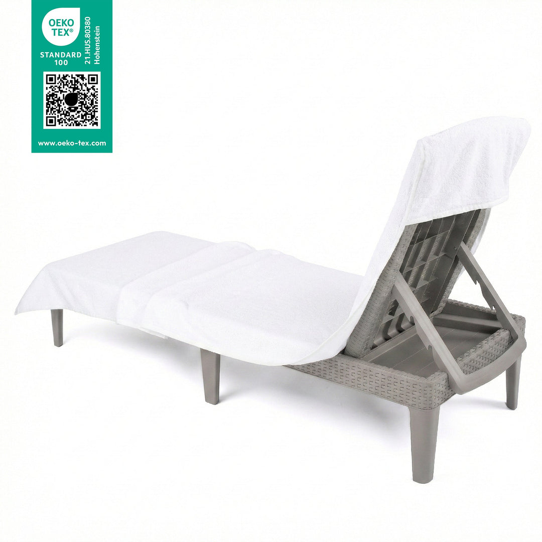 American Soft Linen Chaise Lounge Covers with Pocket, Premium Cotton, 86x32 Inches