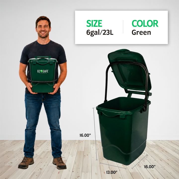 EcoSafe 6 Gallon Bin Caddy &amp; Liners (QTY: 1 Bin + 24 Liners)