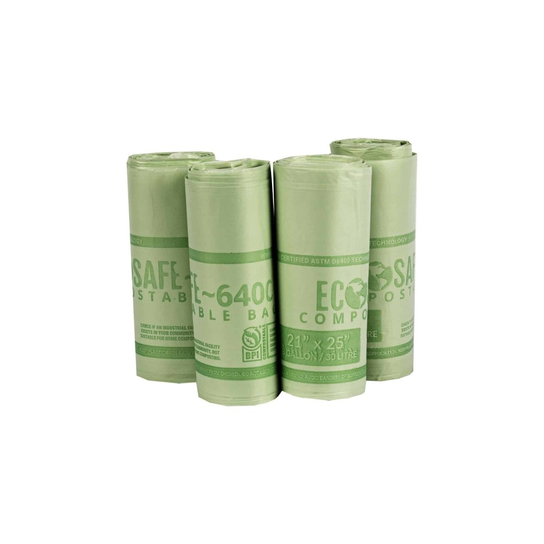EcoSafe 8 Gal Compostable Bag Liners - 21X25 (2-Roll Pack, QTY:24)