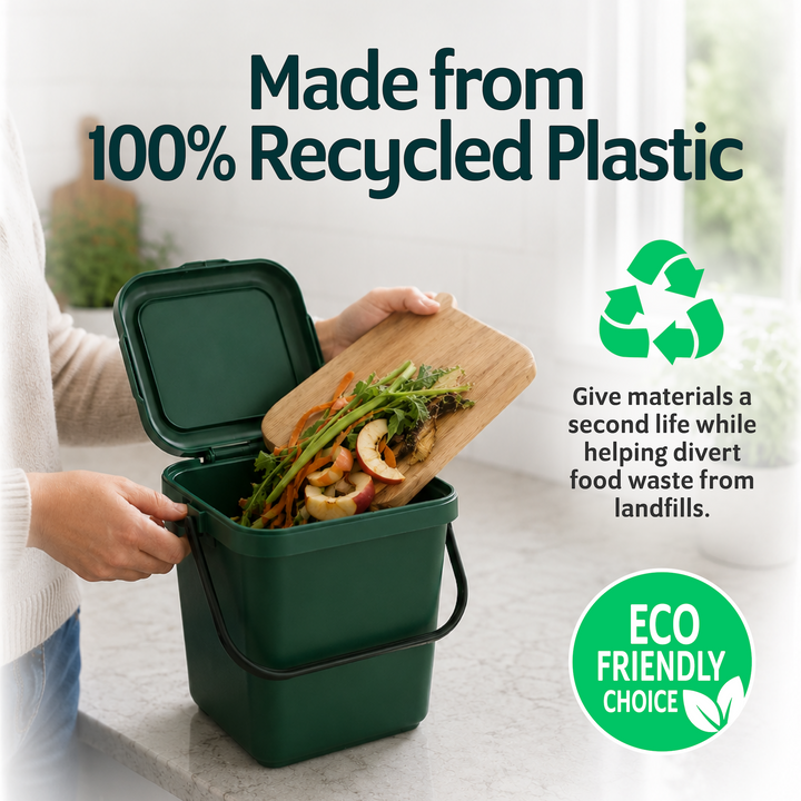 EcoSafe EcoCaddy 6-Gallon Compost Bin, Eco-Friendly Kitchen Trash, Food Waste Under Counter Bin (QTY 1), SKU ECGRN