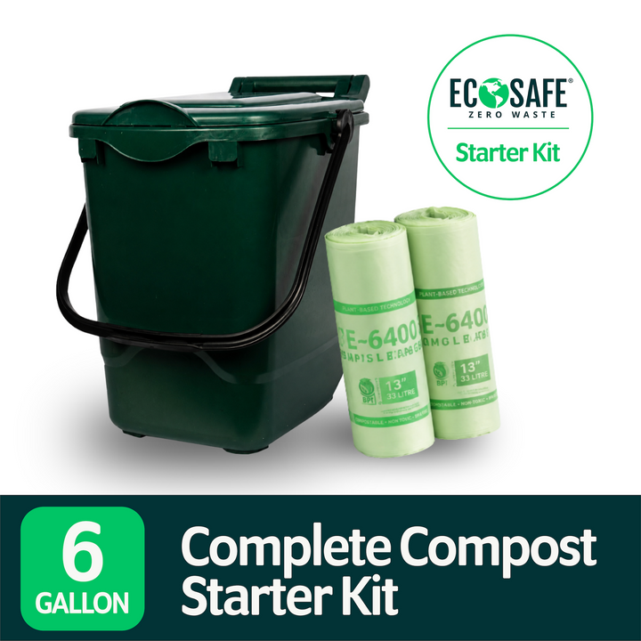 EcoSafe 6 Gallon Bin Caddy &amp; Liners (QTY: 1 Bin + 24 Liners)
